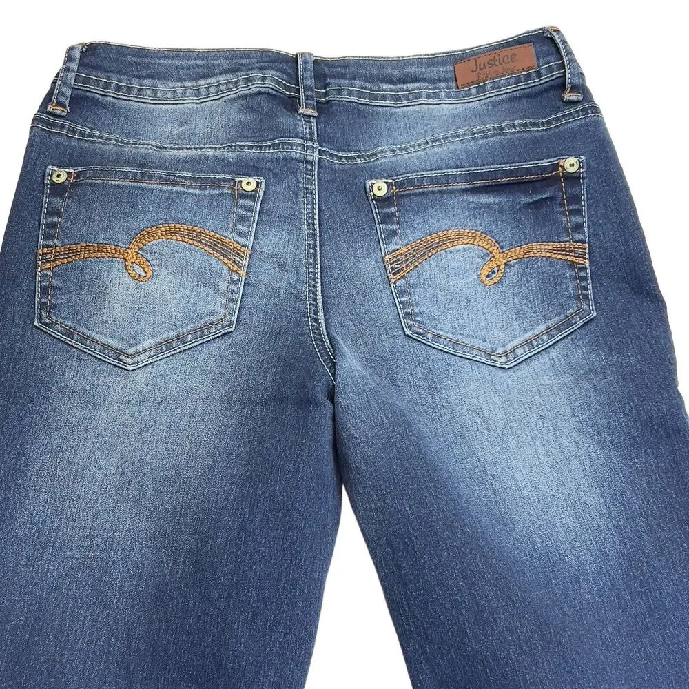 Justice Premium Girls Denim Blue Jeans Simply Low Super Skinny‎ Size 14R